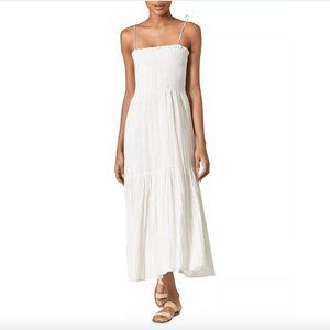 JOIE Jailene Smocked Crinkled Dress - Porcelain with Gold Thread (M)